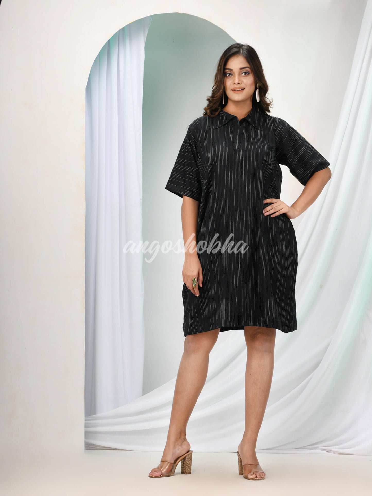 Black Cotton Bengal Handwoven One Piece