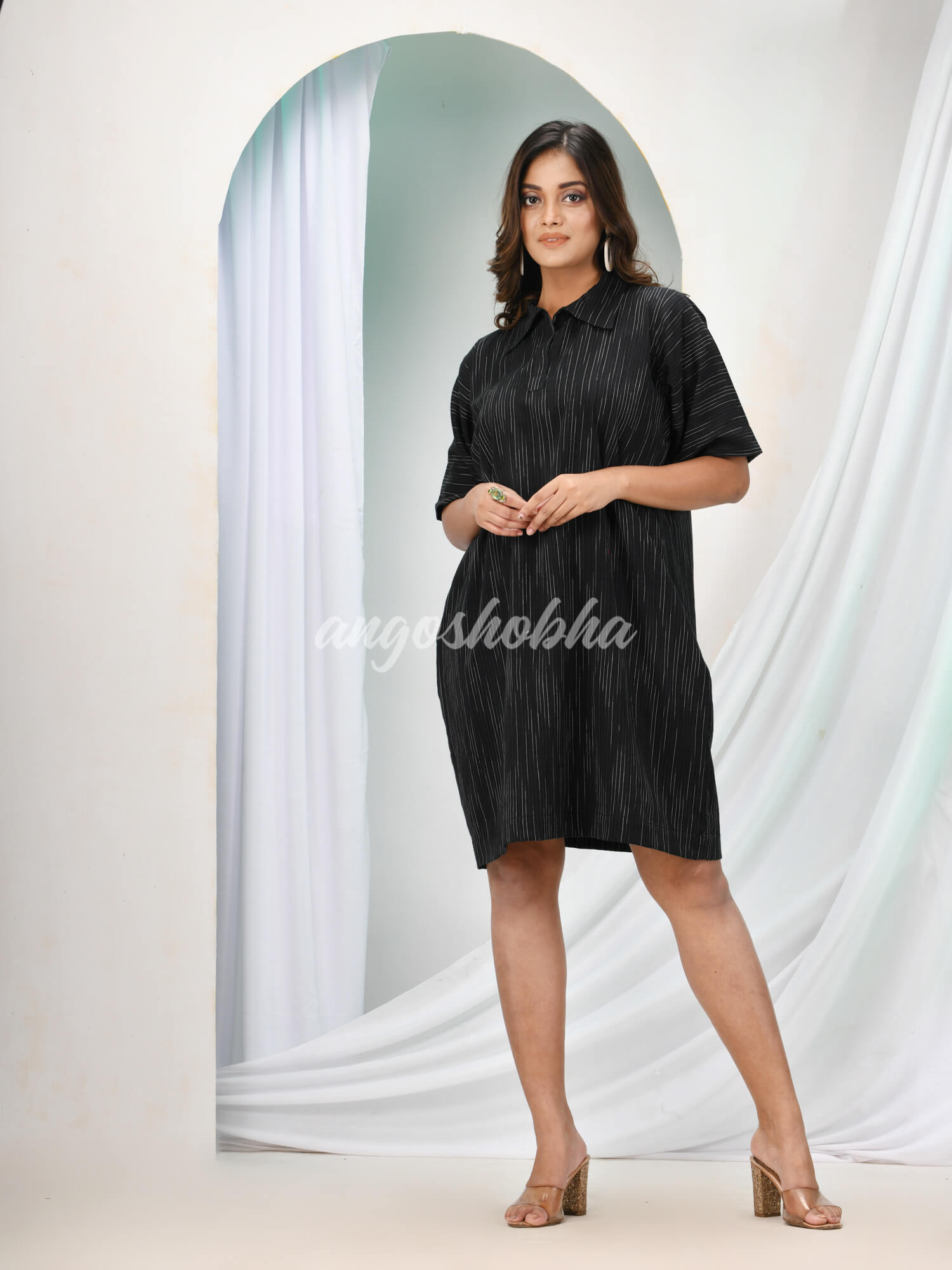 Black Cotton Bengal Handwoven One Piece