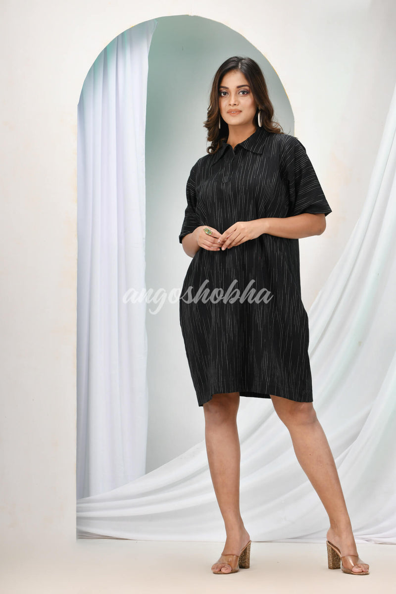 Black Cotton Bengal Handwoven One Piece