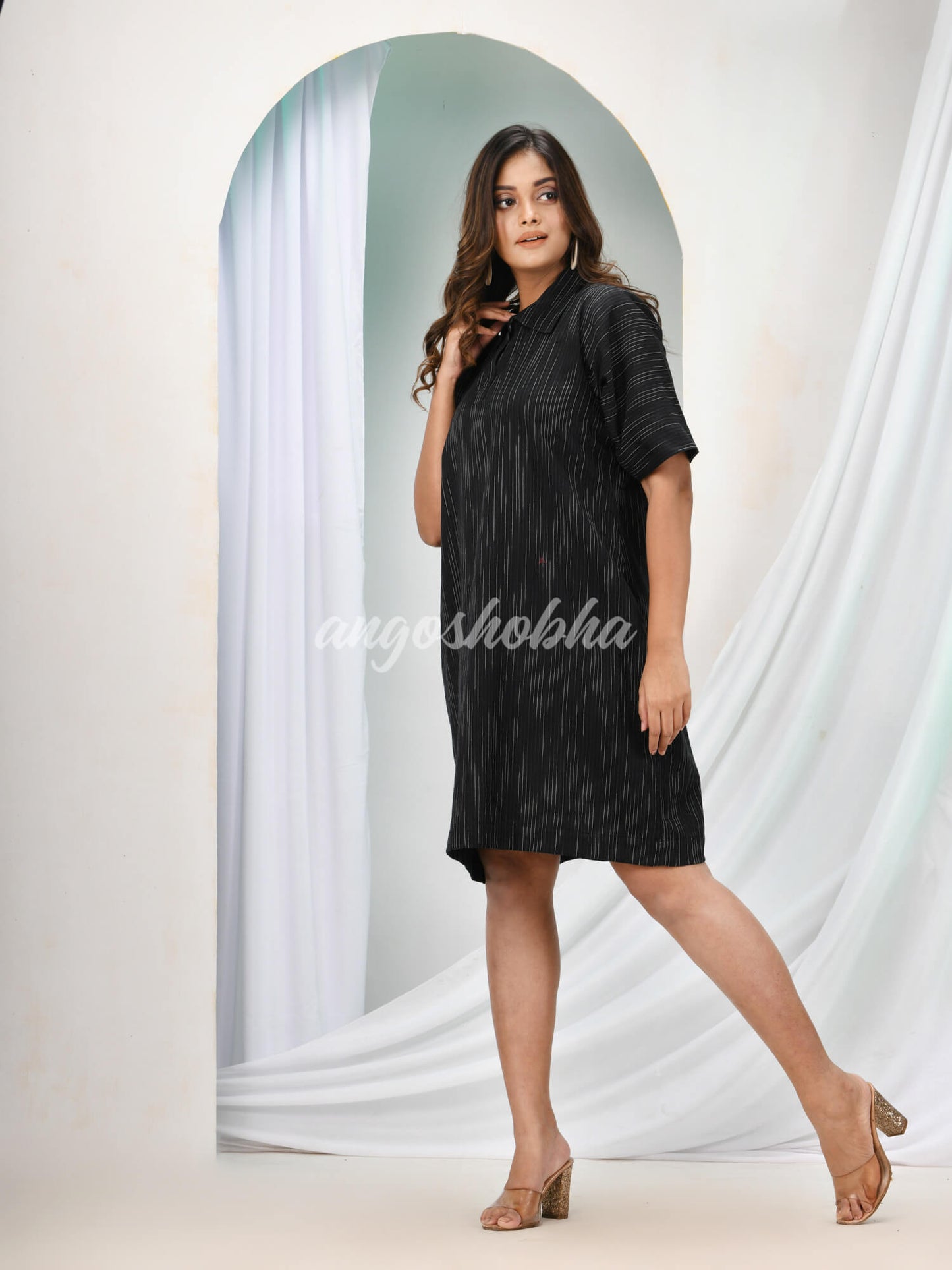 Black Cotton Bengal Handwoven One Piece