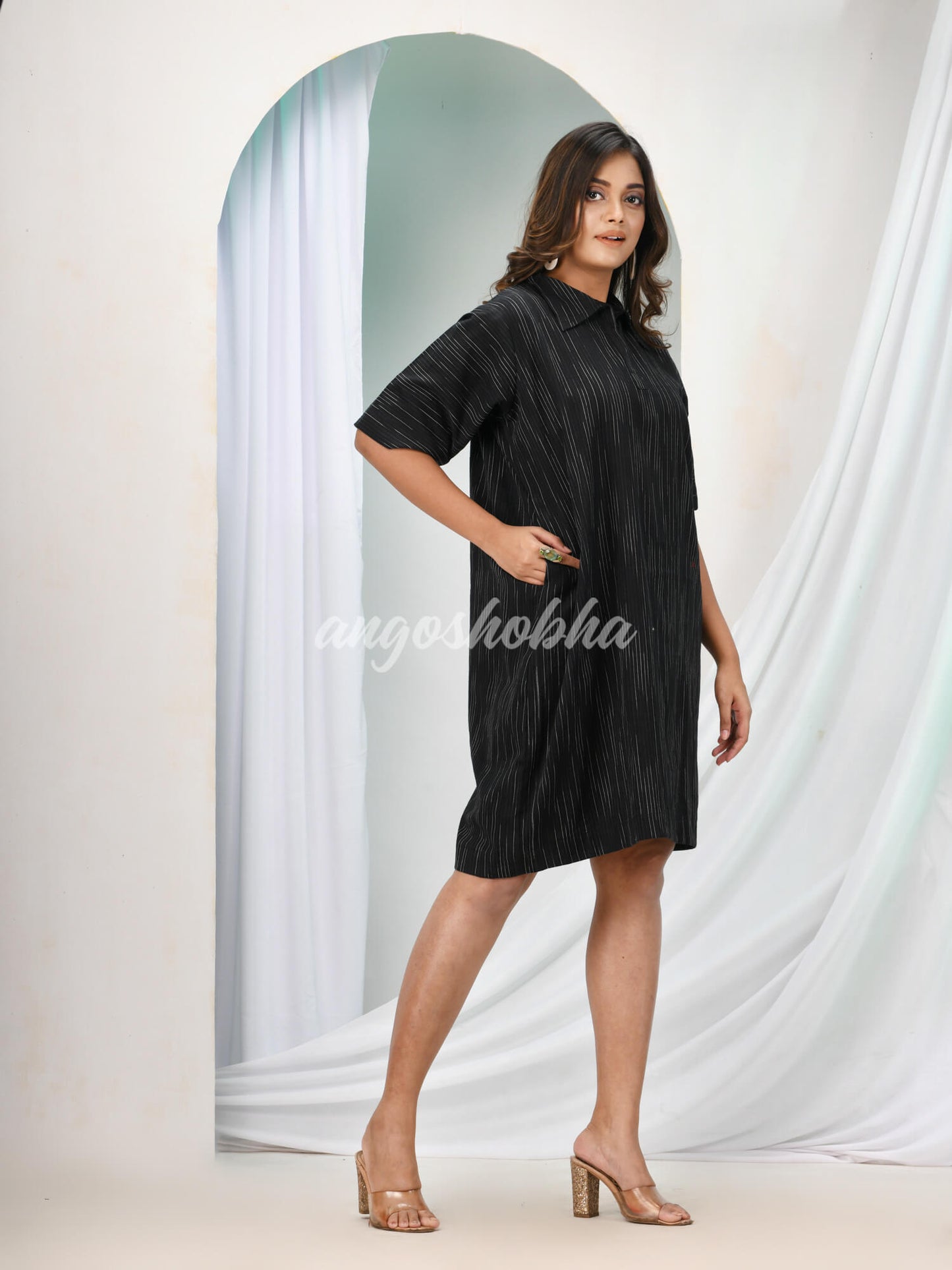 Black Cotton Bengal Handwoven One Piece