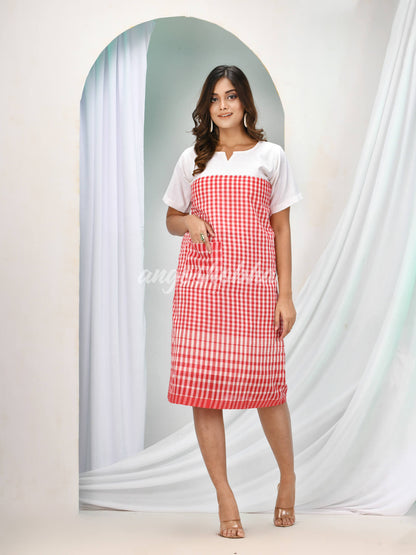 Red Cotton Bengal Handwoven One Piece