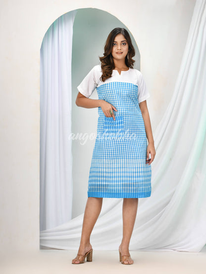 Sky Blue Cotton Bengal Handwoven One Piece