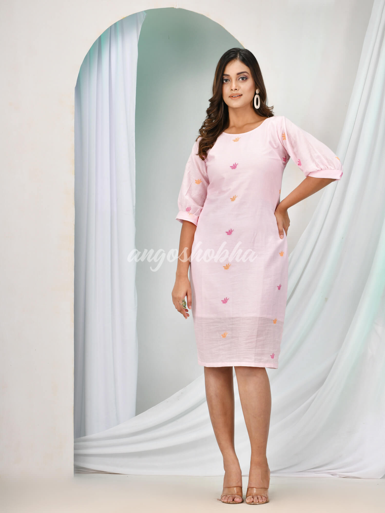 Light Pink Cotton Bengal Handwoven One Piece