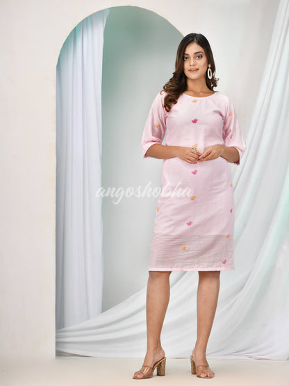 Light Pink Cotton Bengal Handwoven One Piece