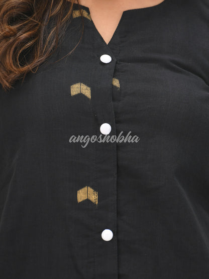 Black Cotton Bengal Handwoven One Piece