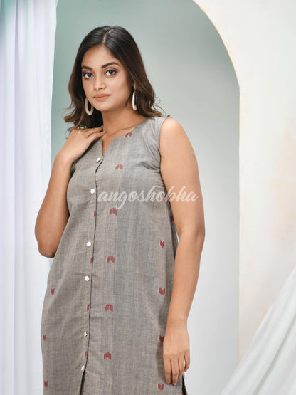 Grey Cotton Bengal Handwoven One Piece