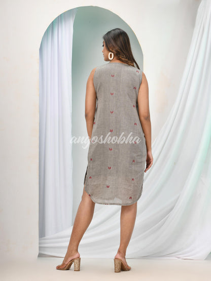 Grey Cotton Bengal Handwoven One Piece