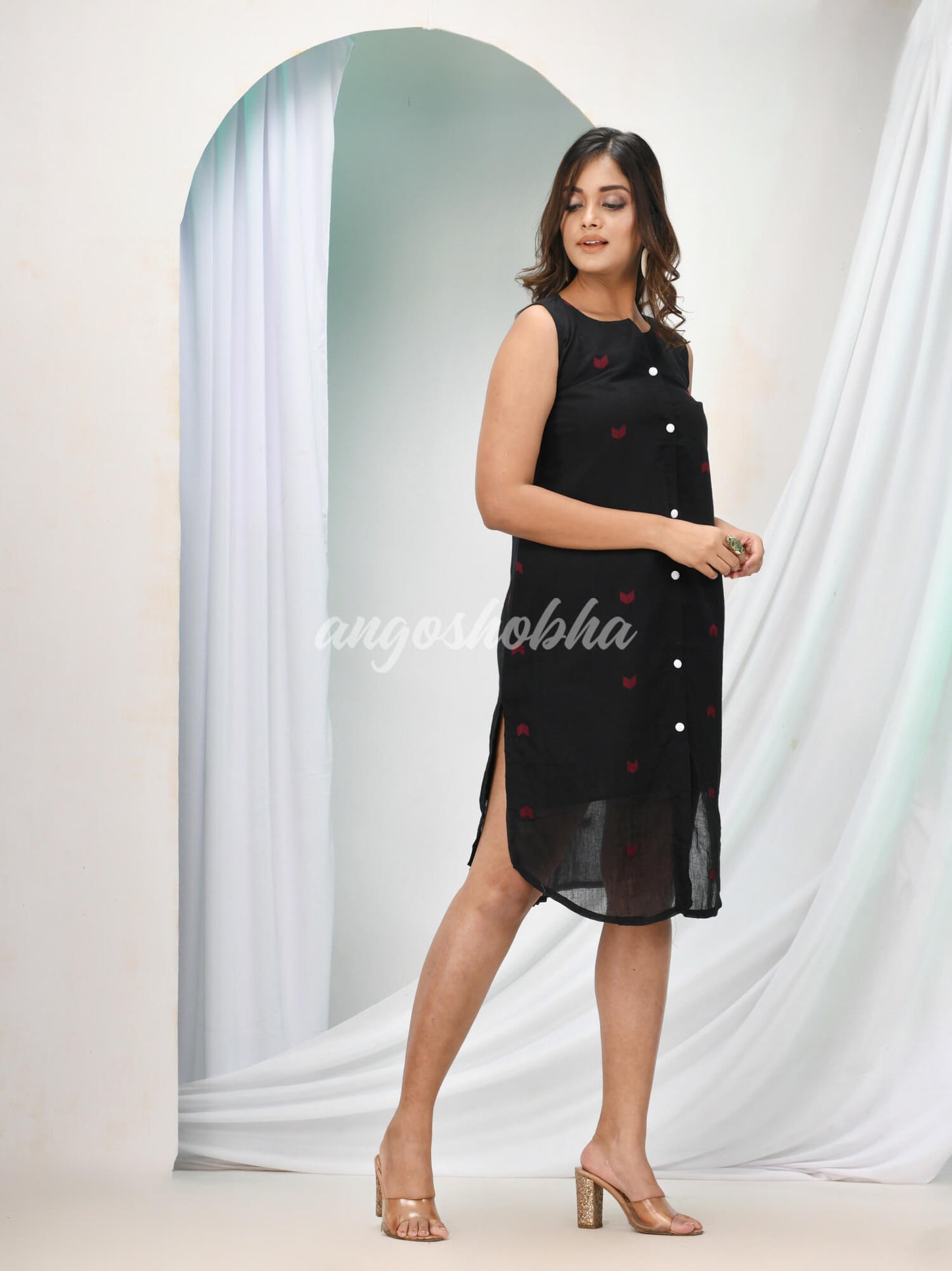 Black Cotton Bengal Handwoven One Piece