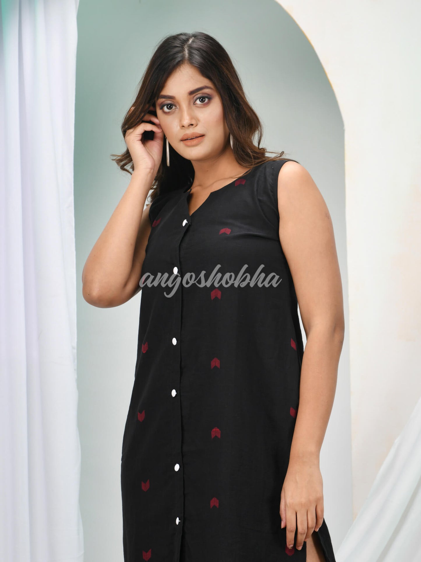 Black Cotton Bengal Handwoven One Piece