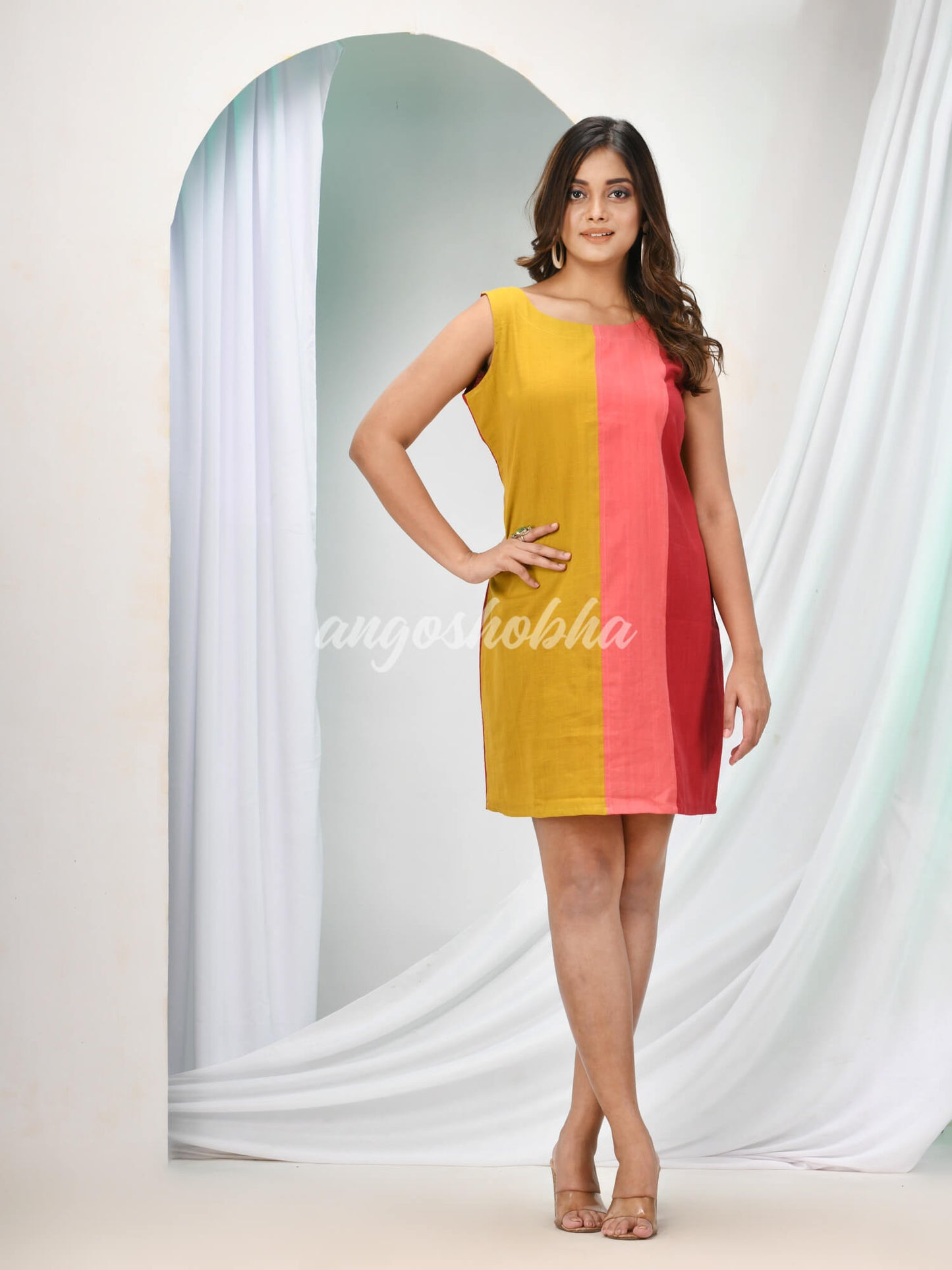 Multicolour Cotton Bengal Handwoven One Piece