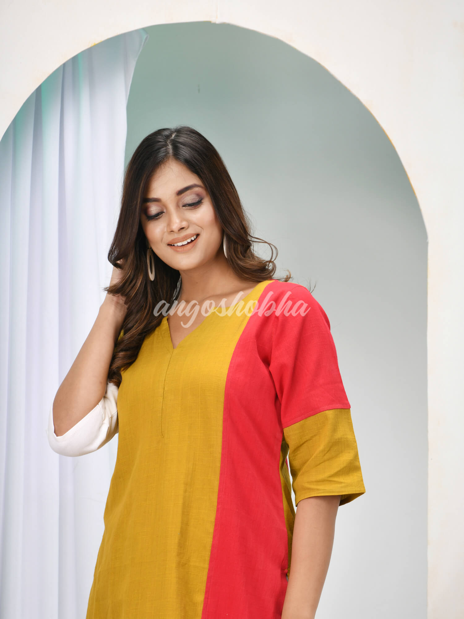 Multicolour Cotton Bengal Handwoven Kurta Set