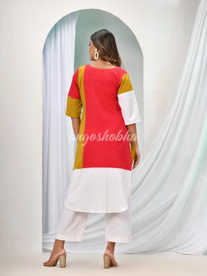 Multicolour Cotton Bengal Handwoven Kurta Set