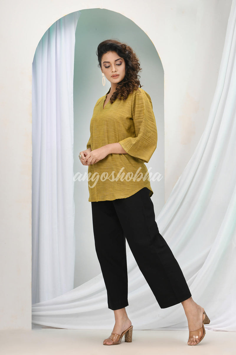 Mustard Cotton Bengal Handwoven Kurta Set