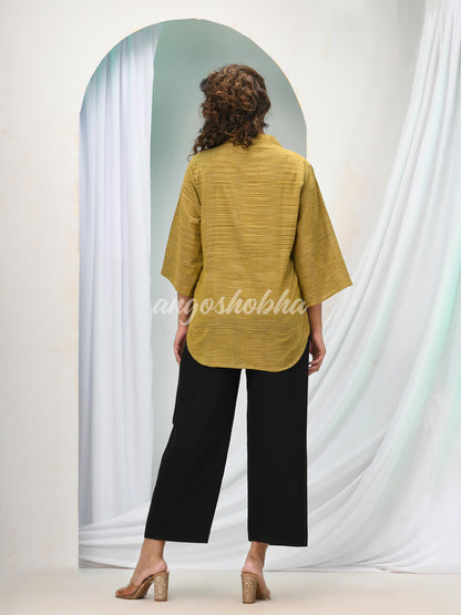 Mustard Cotton Bengal Handwoven Kurta Set