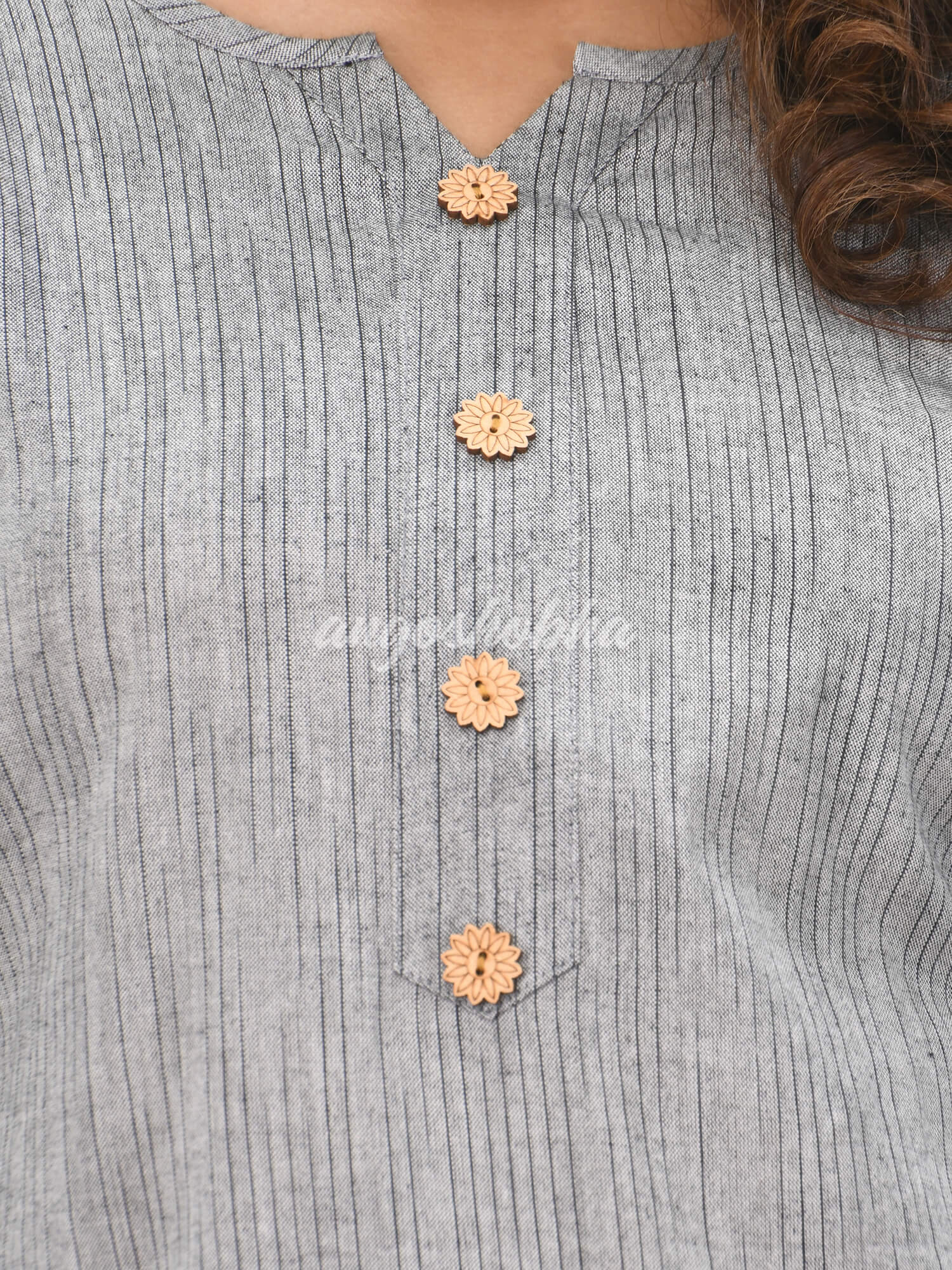 Silver Cotton Bengal Handwoven Kurta Set