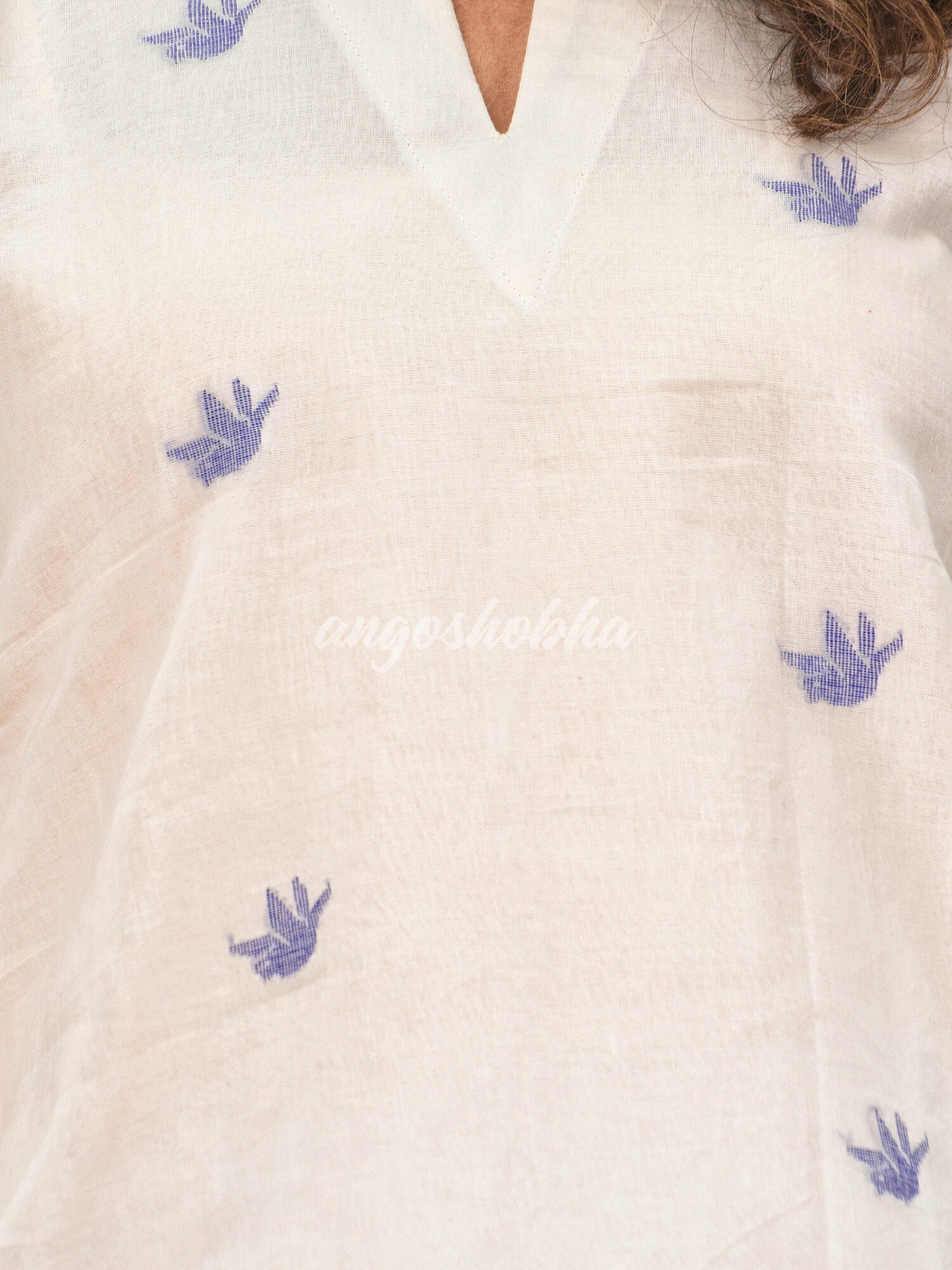 White Cotton Bengal Handwoven Kurta Set