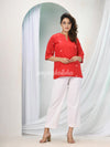 Red Cotton Bengal Handwoven Kurta Set