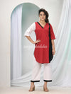 Maroon Cotton Bengal Handwoven Kurta Set