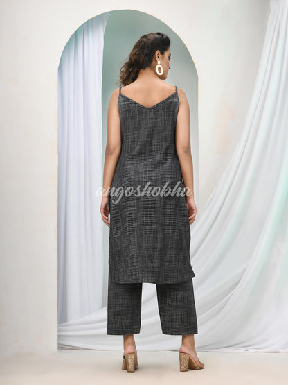 Grey Cotton Bengal Handwoven Kurta Set