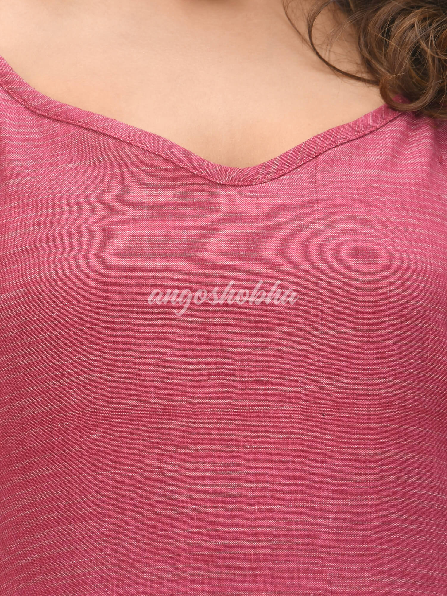 Magenta Cotton Bengal Handwoven Kurta Set