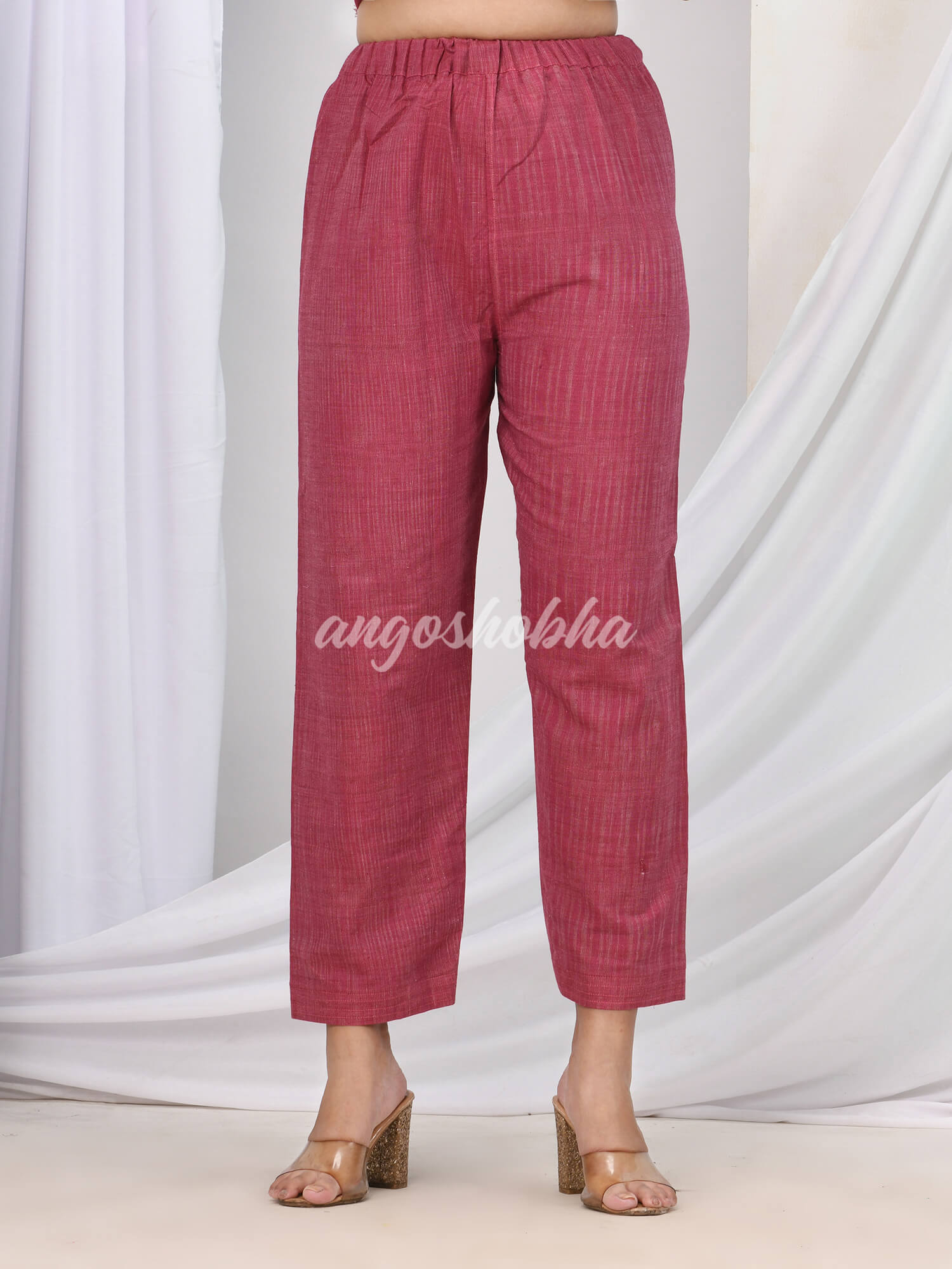Magenta Cotton Bengal Handwoven Kurta Set