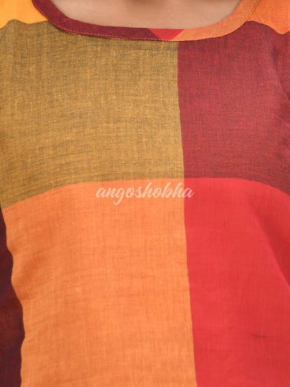 Multicolour Cotton Bengal Handwoven One Piece