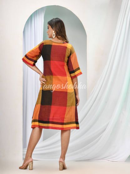 Multicolour Cotton Bengal Handwoven One Piece