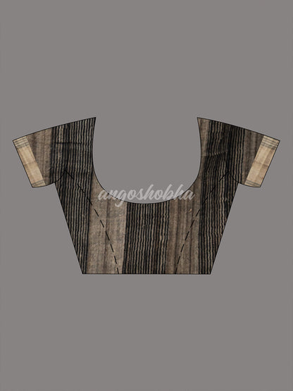 Black  Linen Body with Red & Beige Box Design Bronze Border Multi Color Tassels Pallu Handwoven Saree