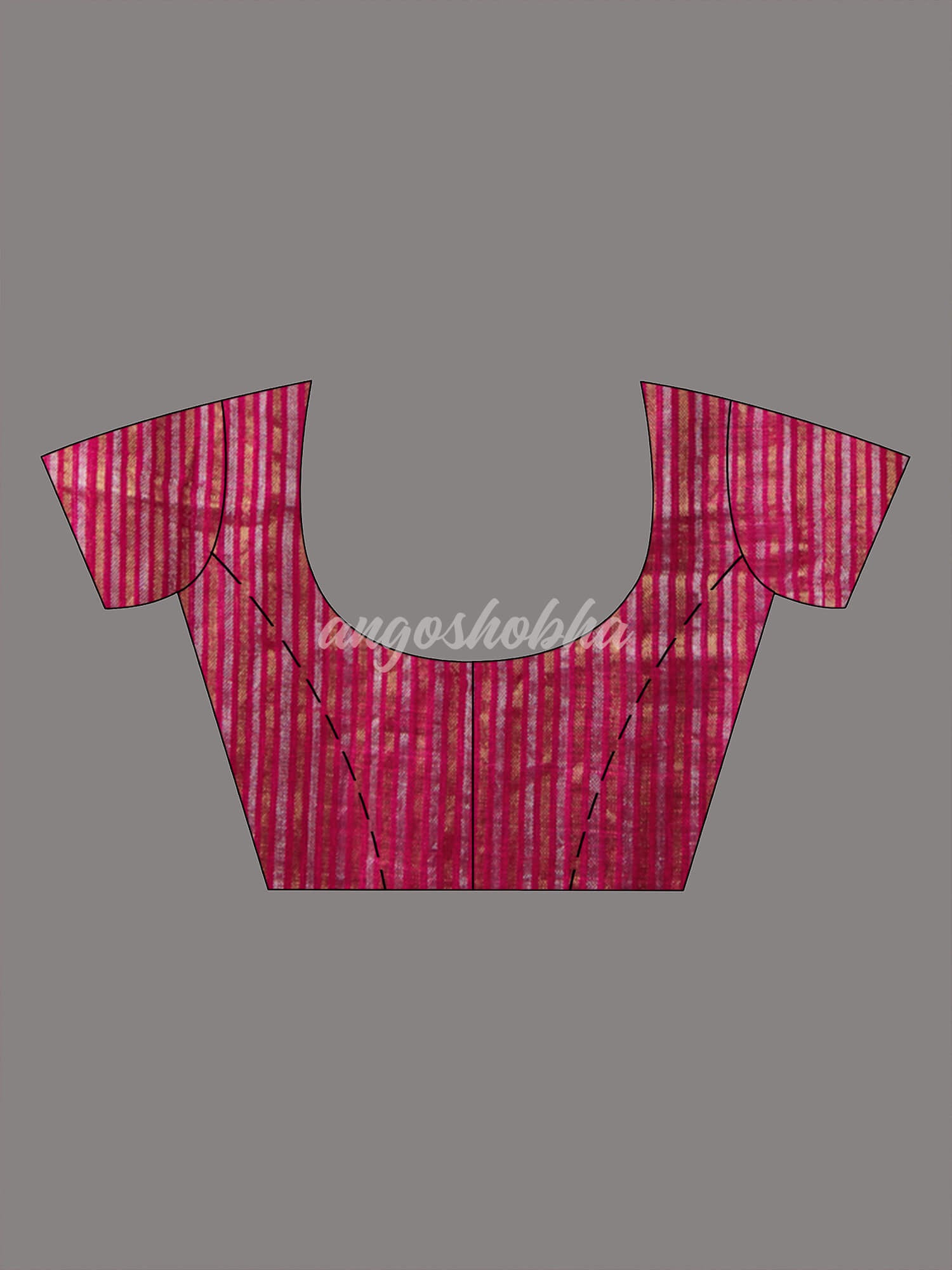 Rani Body Synchronised with Jamdani Design Golden & Silver Stripes Pallu Ribbon Border Handwoven Saree