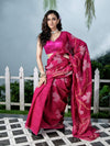Rani Body Synchronised with Jamdani Design Golden & Silver Stripes Pallu Ribbon Border Handwoven Saree