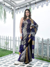 Purple Linen Multicolor Tissue Body with Purple Tassels Handwoven Saree