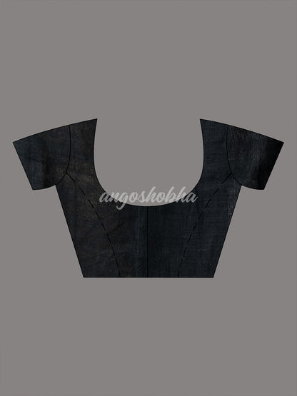 Black Linen Multicolor Tissue Body with Black Tassels Handwoven Saree
