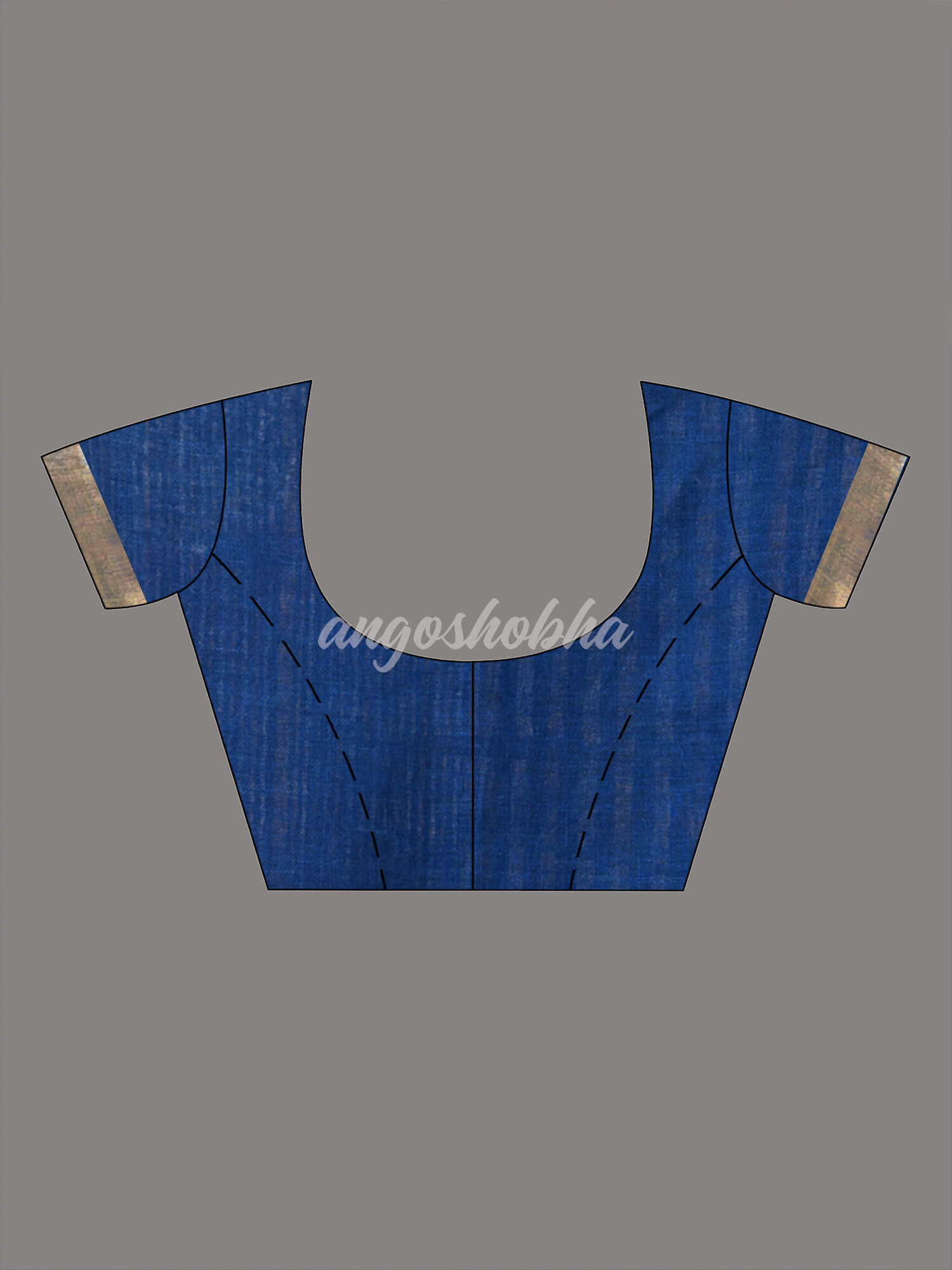 Blue Linen Golden and Silver Stripes Body with Golden Border Bengal Handwoven Saree