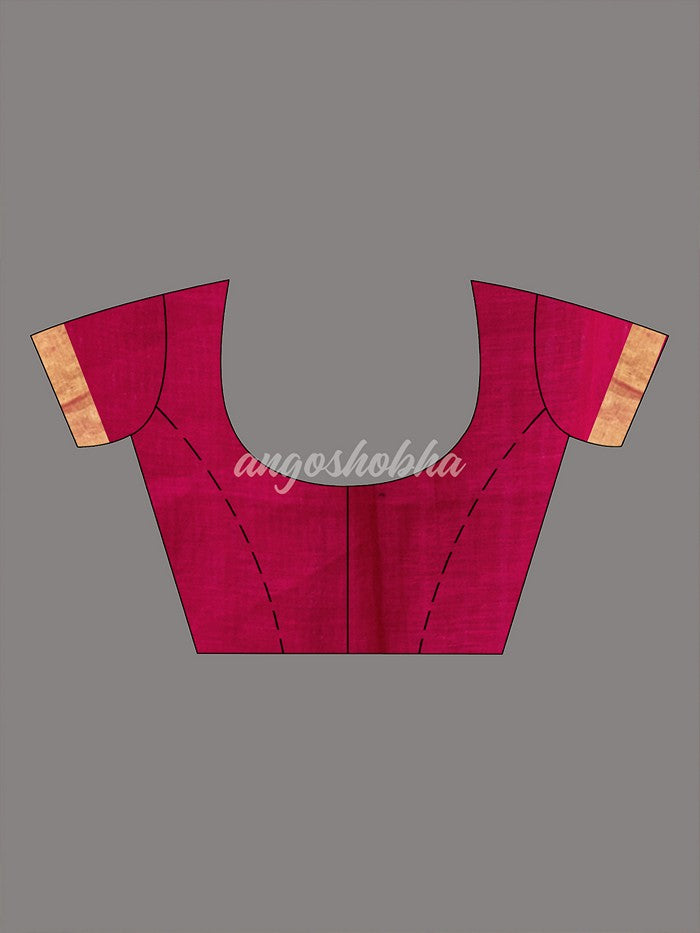 Rani Linen Silver & Golden Stripes Body with Golden Border Bengal Handwoven Saree