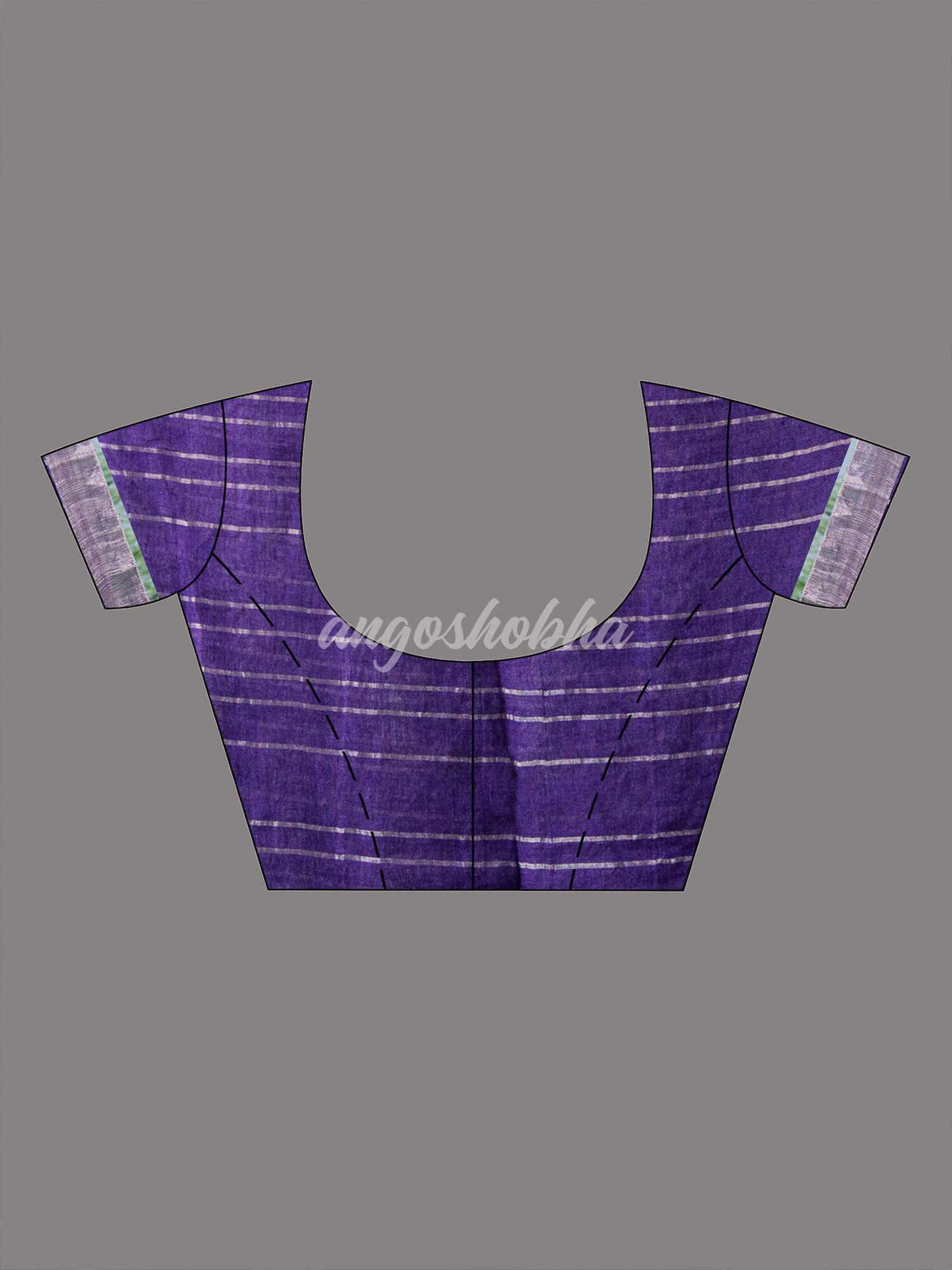 Purple Linen Silver Check Body with Silver Border and Pallu  Bengal Handwoven Saree