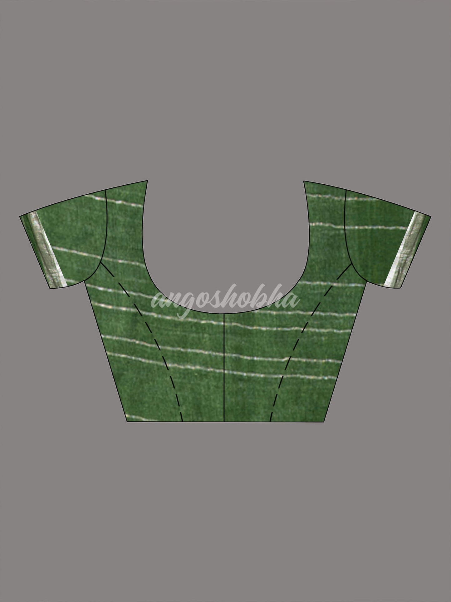 Green Linen Silver Check Body with Silver Border & Pallu Bengal Handwoven Saree