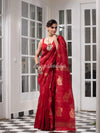 Maroon Matka Body with Golden Motifs & Kolka Pallu Handwoven Saree