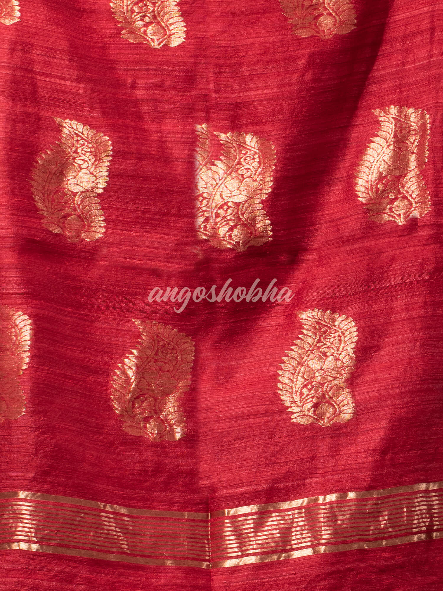 Maroon Matka Body with Golden Motifs & Kolka Pallu Handwoven Saree