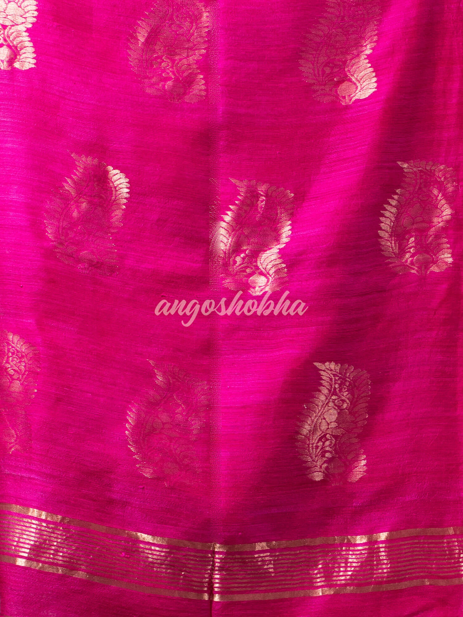 Pink  Matka Body with Golden Motifs & Kolka Pallu Handwoven Saree
