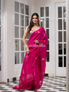 Pink  Matka Body with Golden Motifs & Kolka Pallu Handwoven Saree