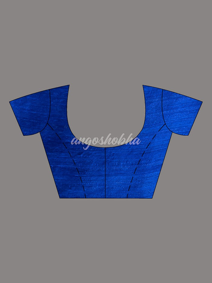 Royal Blue Matka Body with Golden Motifs & Kolka Pallu Handwoven Saree