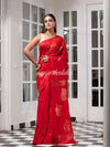 Red Matka Body with Golden Motifs & Kolka Pallu Handwoven Saree