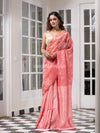 Libas Pink Silk Matka Body Creeper Design all over Silver Zari Check Pallu Handwoven Saree