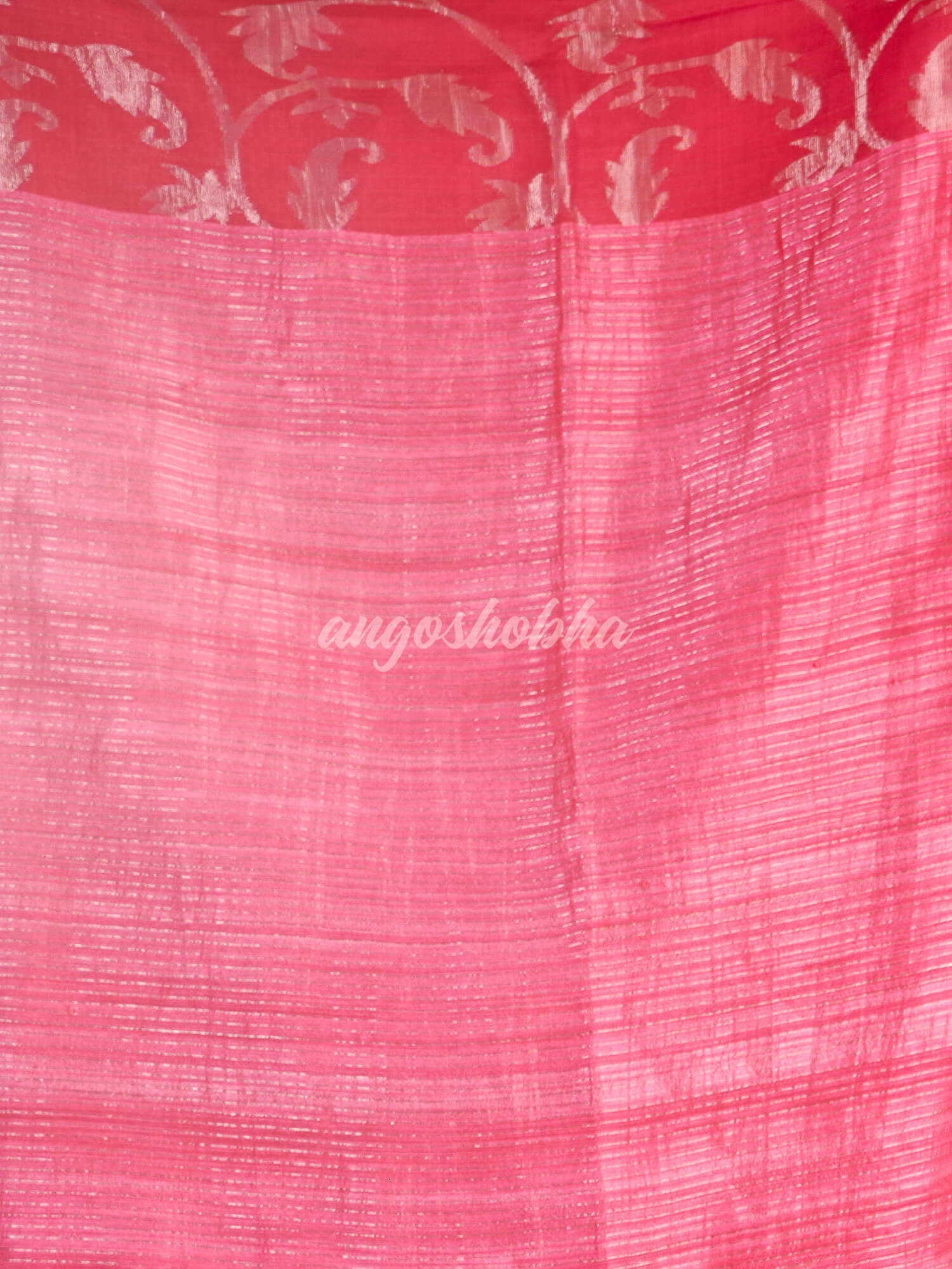 Pink Silk Matka Body Creeper Design all over Silver Zari Check Pallu Handwoven Saree
