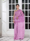 Lavender Silk Matka Body Creeper Design all over Silver Zari Check Pallu Handwoven Saree