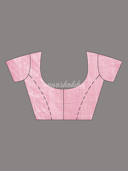 Onion Pink Silk Matka Body Creeper Design all over Silver Zari Check Pallu Handwoven Saree