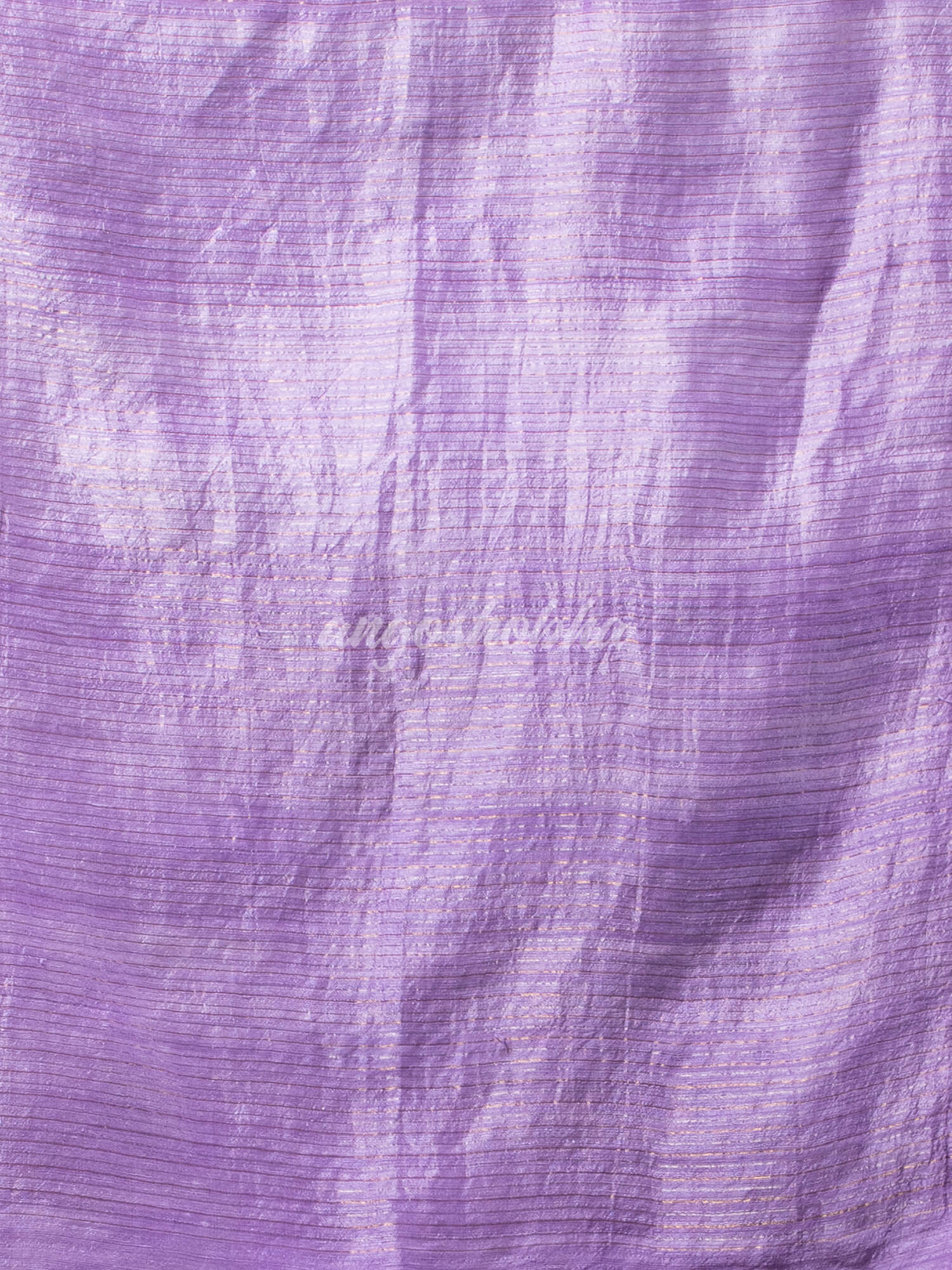 Purple Silk Matka Body with Leaves Intricate Design including Silver & Golden Stripes on Check Pallu Handwoven Saree