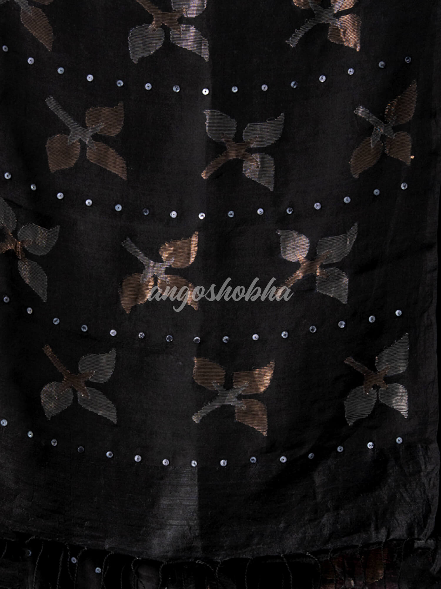 Traditional Black Matka Silk Sequin Soft Jamdani Saree
