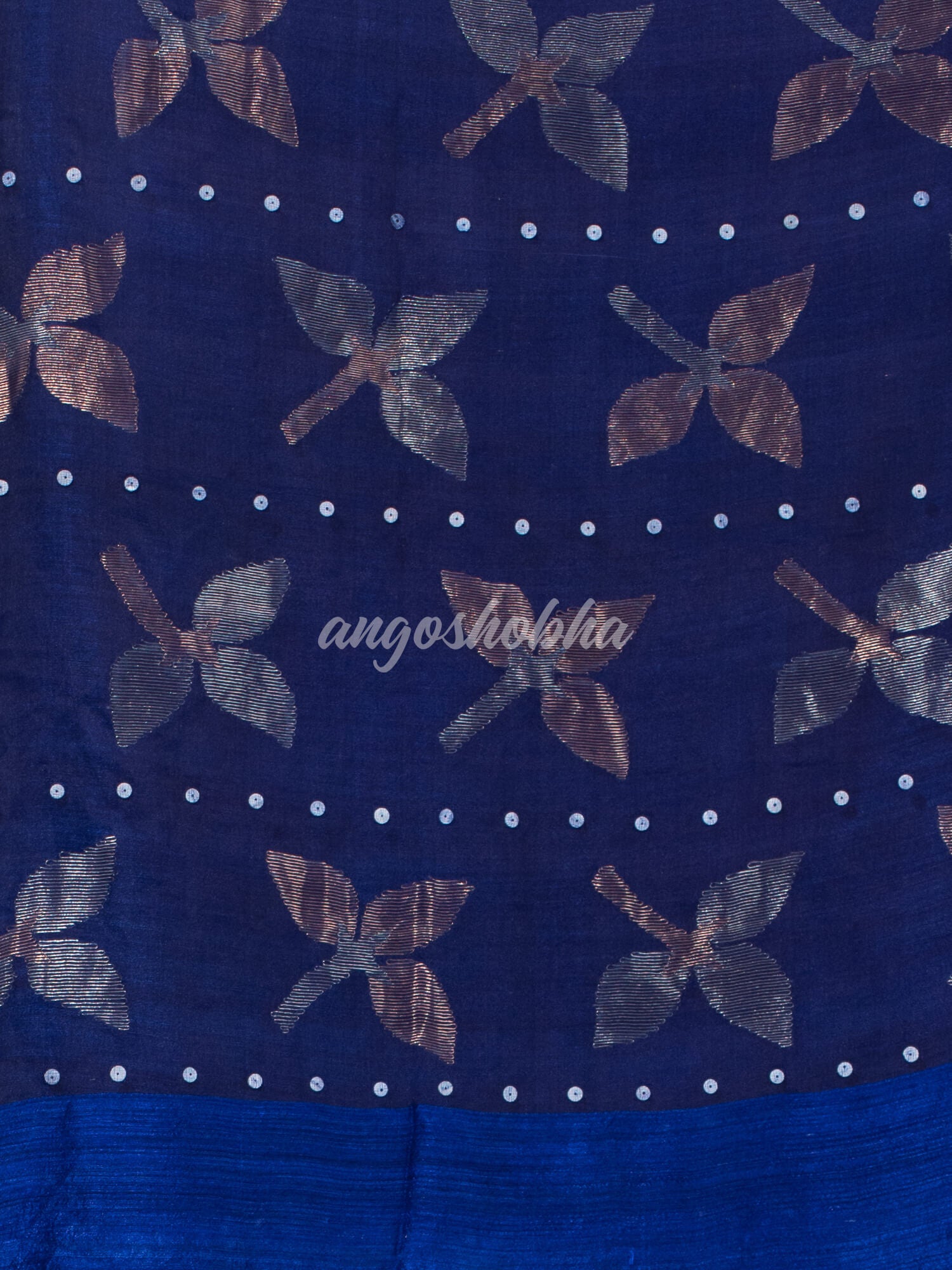 Traditional Navy Blue Matka Silk Sequin Soft Jamdani Saree